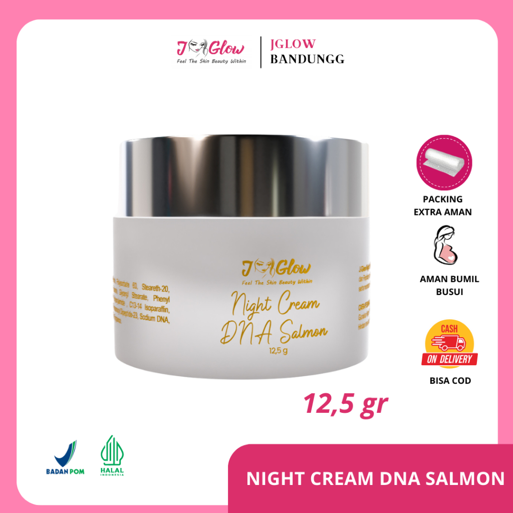 j glow skincare Night Cream DNA Salmon Krim Malam Untuk Wajah Berflek / Garis Halus Membantu Menyama