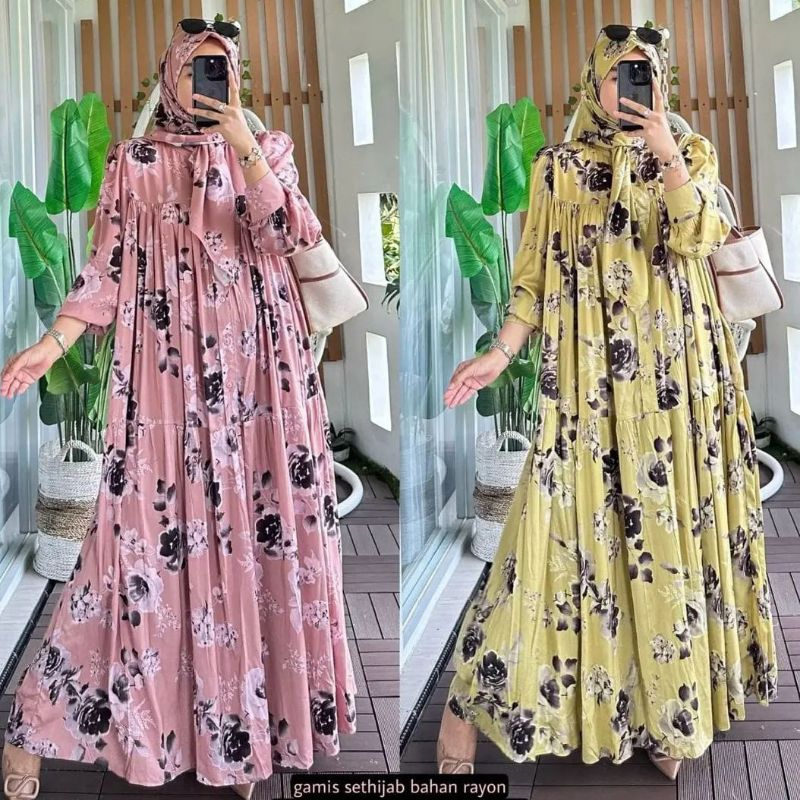 Gamis Rayon Set Hijab Terbaru / Gamis Crinkle Terbaru / Gamis Althea / Gamis Jumbo Terbaru / Midi Dr