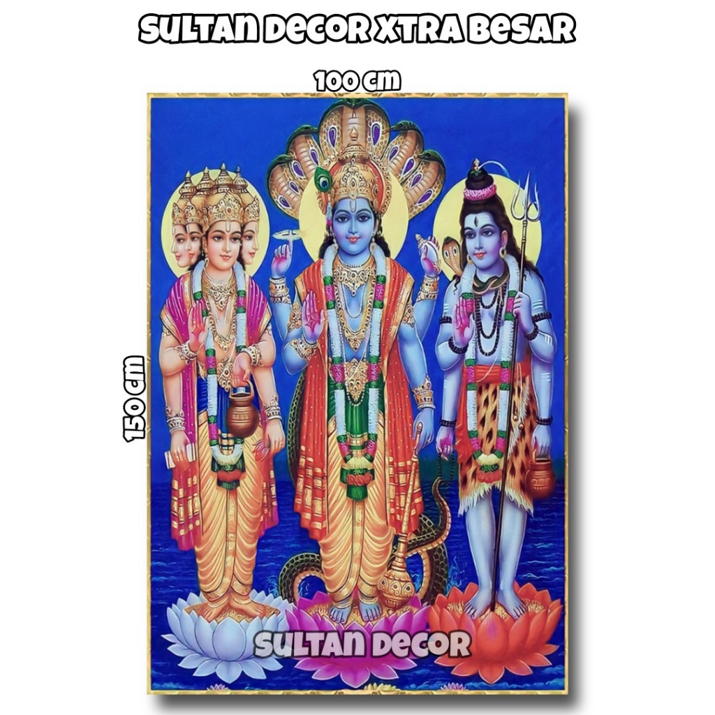 POSTER GAMBAR DEWA WISNU DEWA SIWA DEWA BRAHMA UKURAN JUMBO + PIGURA