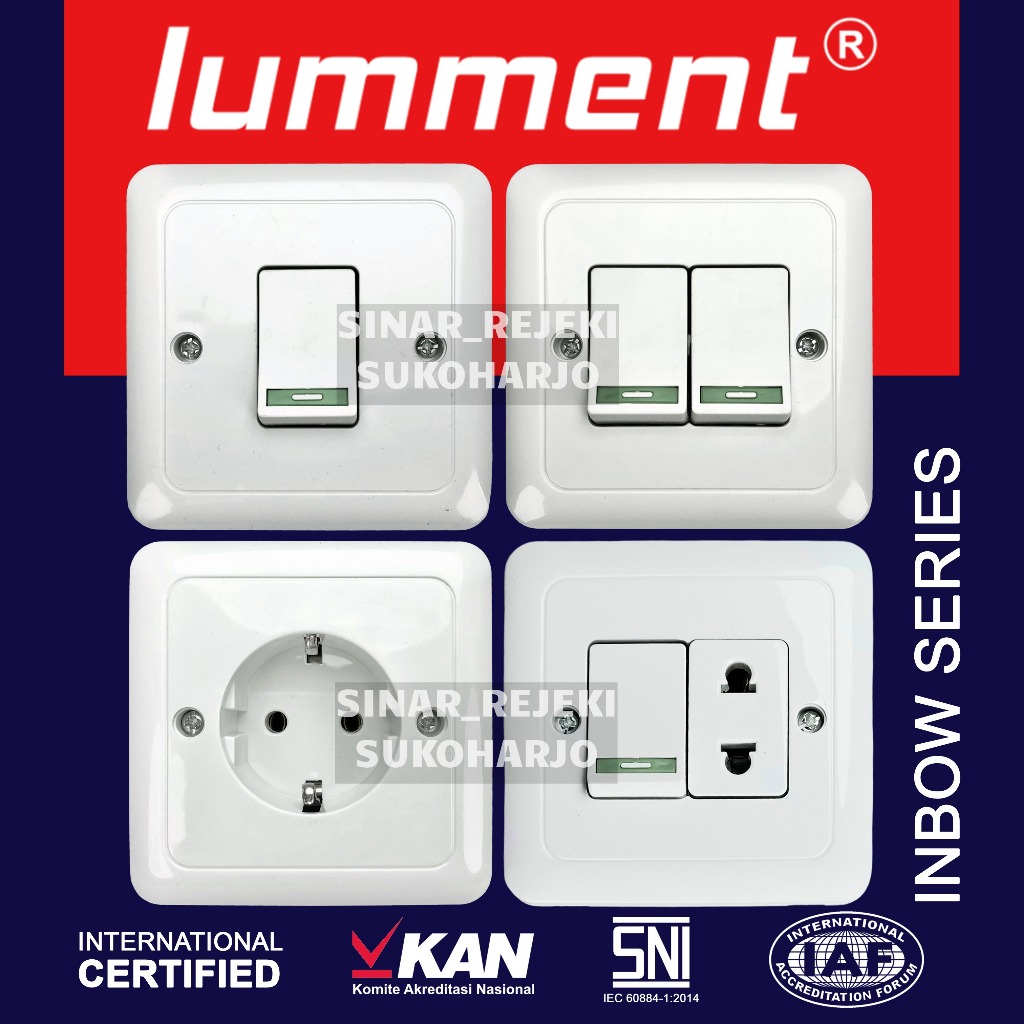 LUMMENT Saklar Single Inbow IB Tanam / Saklar Seri / Stop Kontak / Saklar Engkel+ Stop Kontak TANAM