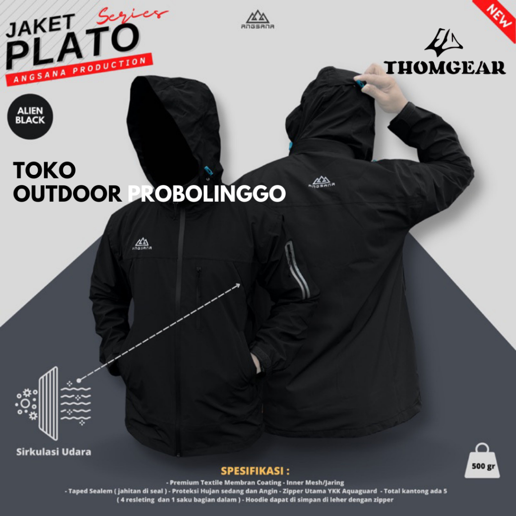 Jaket Gunung Outdoor Hiking Mendaki Angsana Plato Waterproof Thomgear Paiton Probolinggo