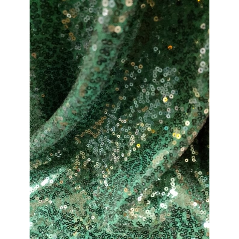 Bahan/Kain Payet Seribu/Sequin warna Hijau Botol