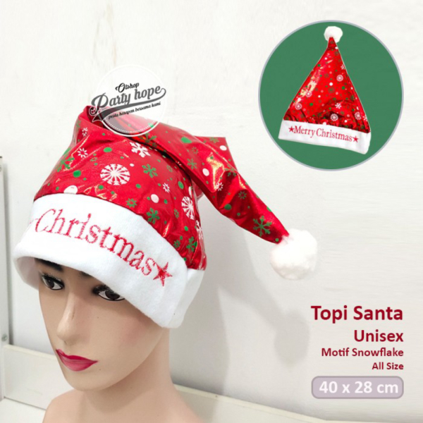 

Dijual topi natal motif Snowflake / aksesoris natal santa / topi santa murah Berkualitas