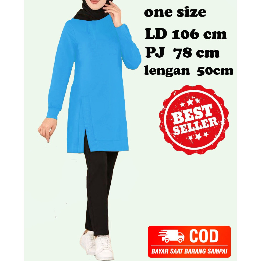 KAOS / ATASAN / BAJU / PAKAIAN TUNIK WANITA POLOS BAHAN BABYTERRY PREMIUM LENGAN PANJANG VARIASI BEL