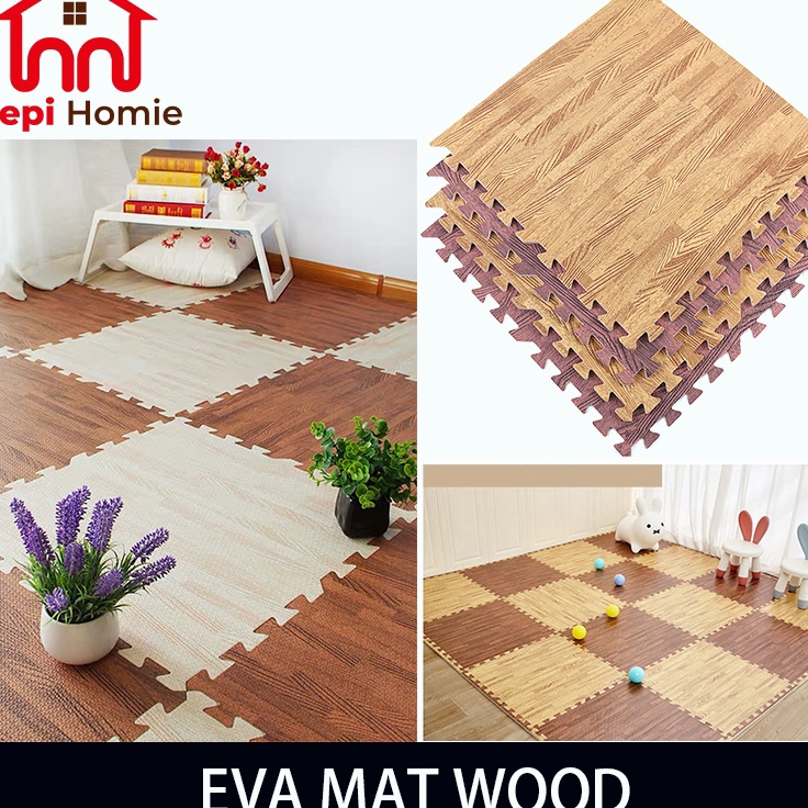 TIPE UYM663 [HH] 60X60X1CM PUZZLE ALAS LANTAI EVA MAT WOOD KARPET TIKAR MATRAS EVAMAT MOTIF KAYU