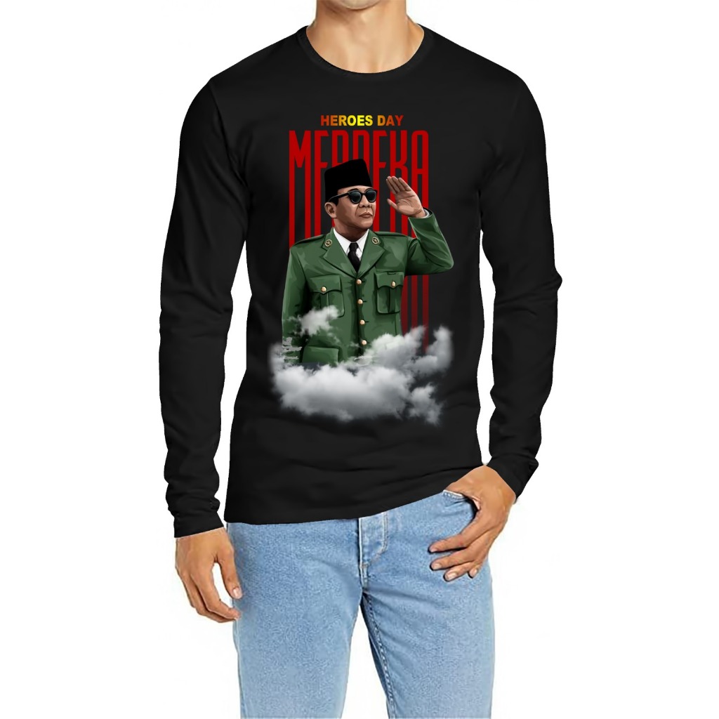 ALPHA - KAOS LENGAN PANJANG JUMBO GAMBAR IR SOEKARNO HEROES DAY MERDEKA