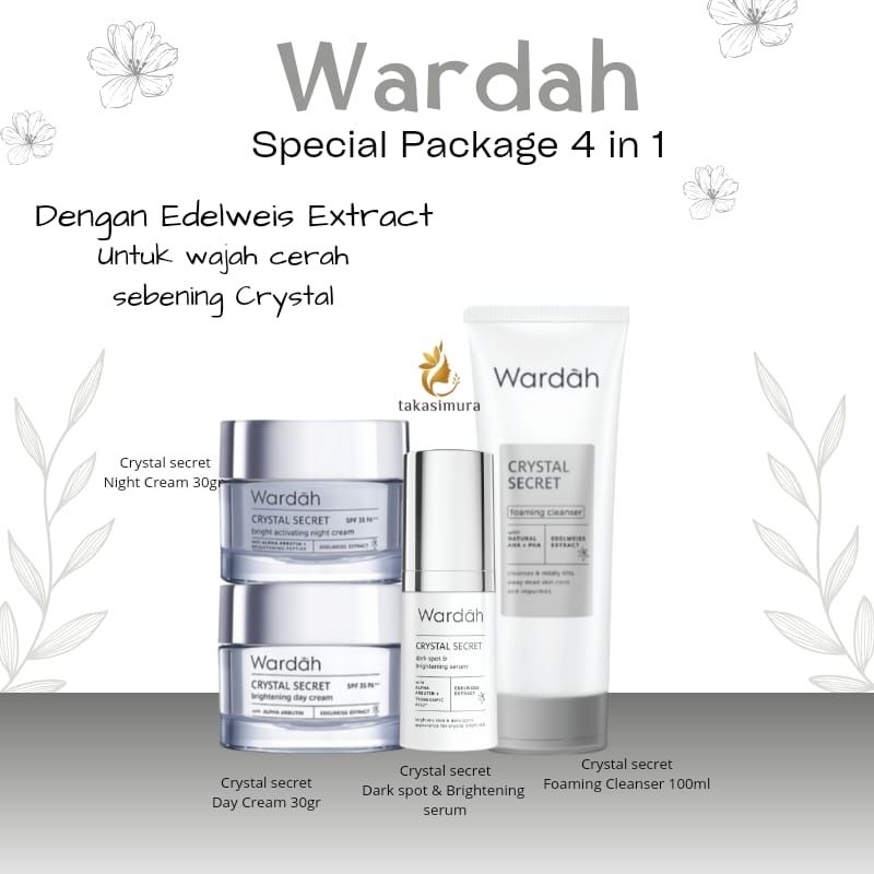 WARDAH CRYSTAL SECRET BRIGHTENING PACK 4 IN 1 - PAKET WAJAH CERAH AND GLOWING