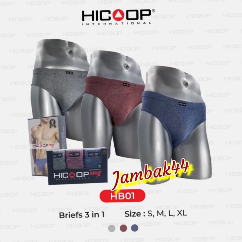 Celana Dalam Pria HICOOP HB-01 100% KATUN 3pcs Ready COD