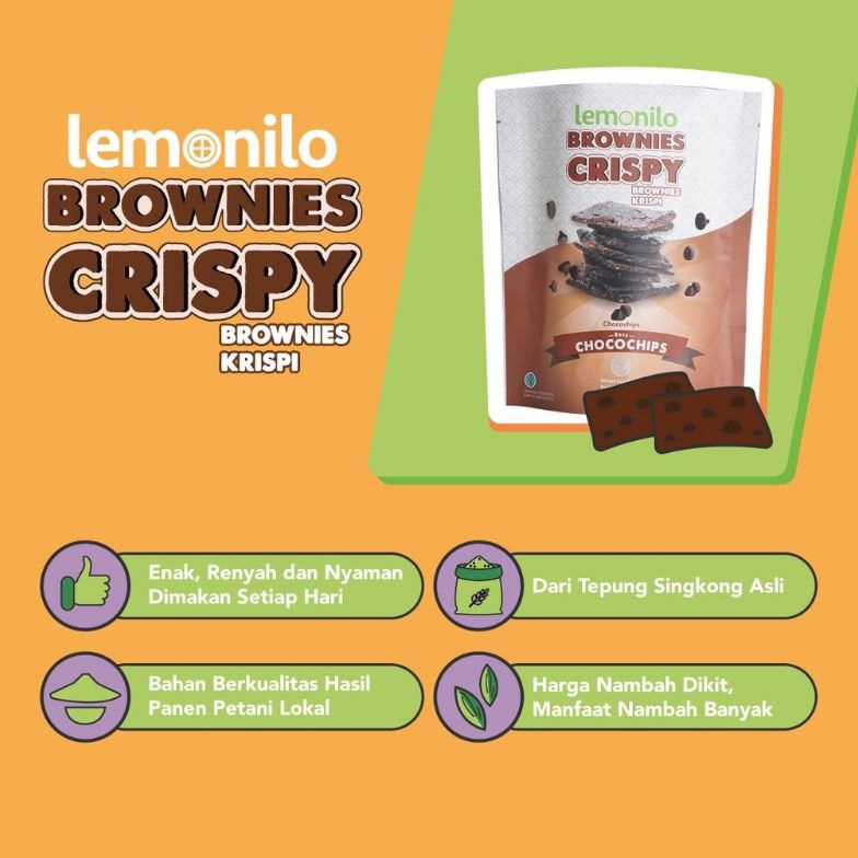 

D!skon LEMONILO BROWNIES CRISPY CHOCOLATE | CEMILAN DIET SEHAT - coklat [260]