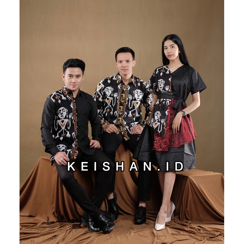 KEISHAN.ID - DRESS TILE TENGKORAK & KEMEJA batik asli pekalongan etnik motif songket couple kondanga