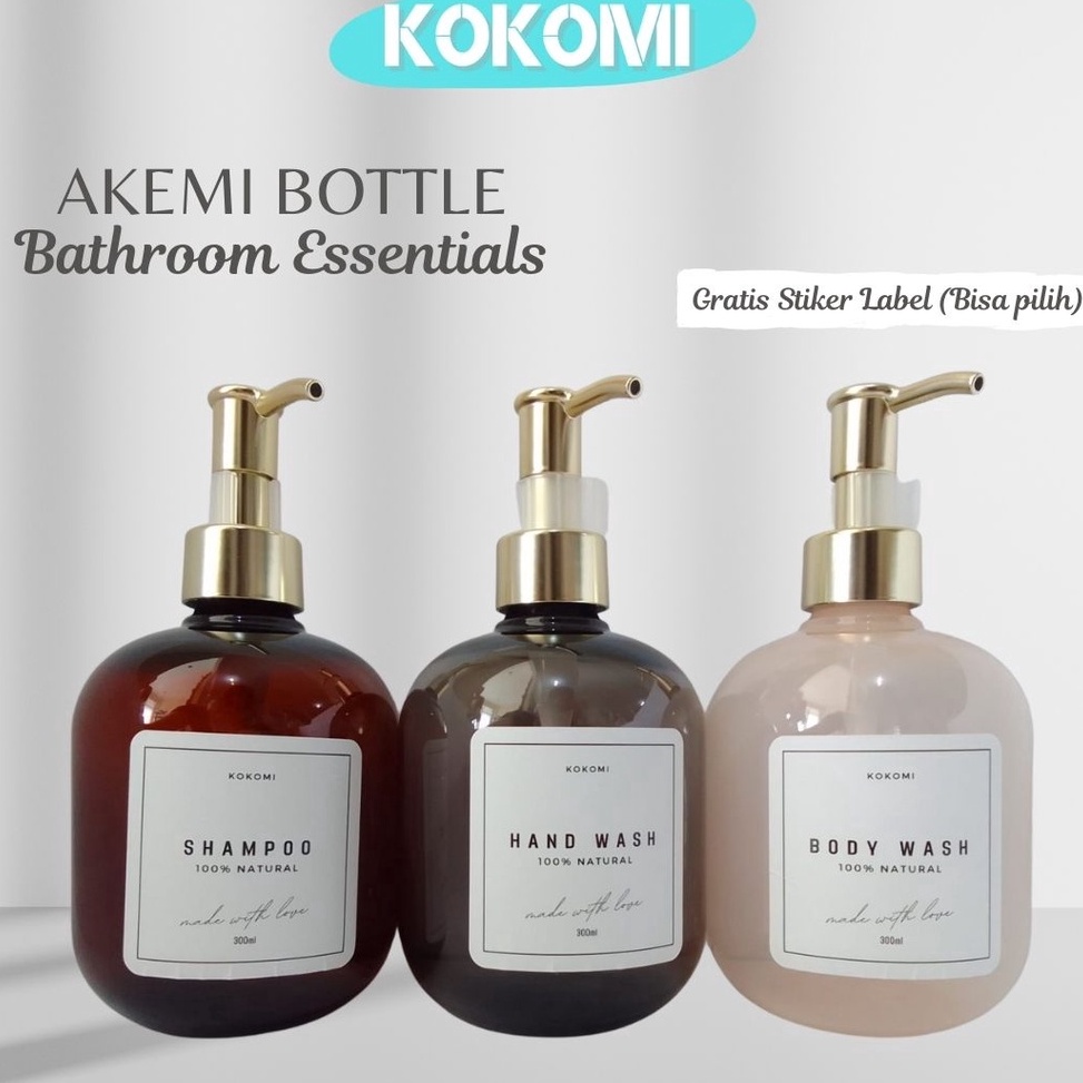 KODE MFN873 KOKOMI Botol Sabun Aesthetic AKEMI Botol Refill Sabun Cair 300ml Dapat Stiker Label Boto