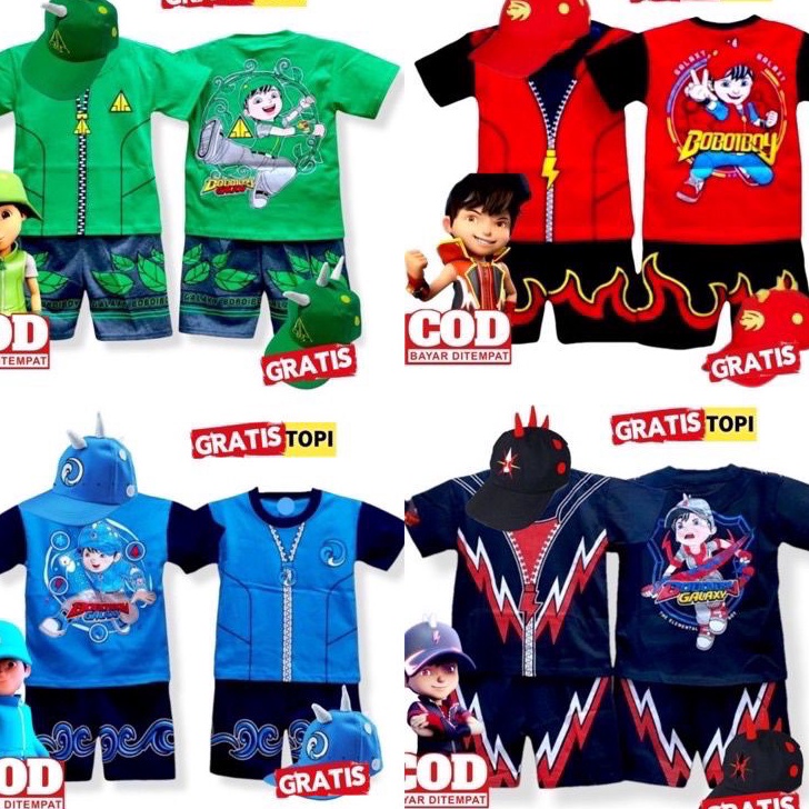 CJRK4209 HOT SETELAN ANAK BOBOIBOY HALILINTAR/GEMPA/API/SOLAR/DAUN/BAJU ANAK BOBOIBOY LAKI LAKI/KOST