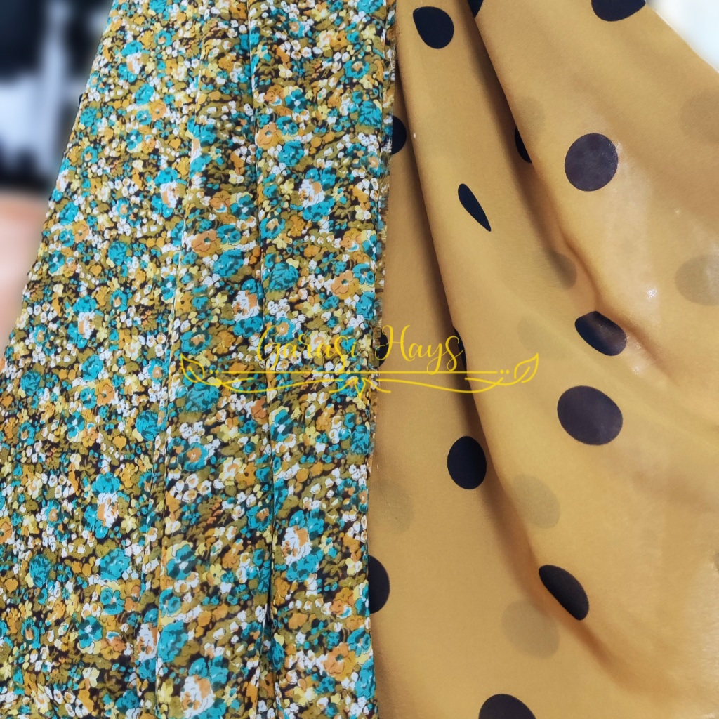 Kain Sifon Ceruti Chiffon Ceruti Motif Bunga Kecil Lebar 150 cm