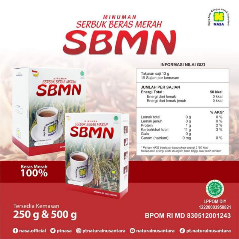 

(COD) Sbmn Nasa-Serbuk Beras Merah- Pendamping Makanan Penderita Diabetes, magh, Membantu Diet