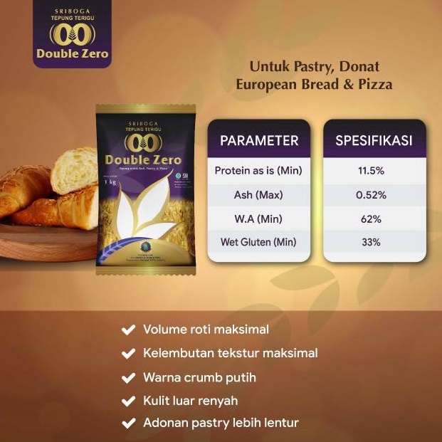 

60 Tepung Terigu Sriboga Doubel Zero 1 Kg Ready Stock