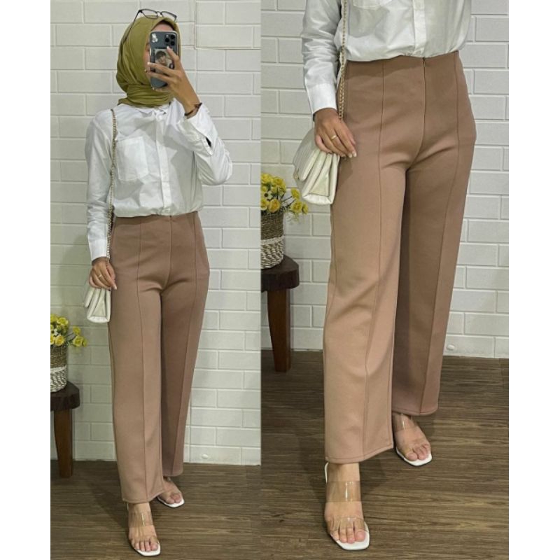 Celana kulot wanita bahan scuba premium/kulot highwaist/kulot cubit