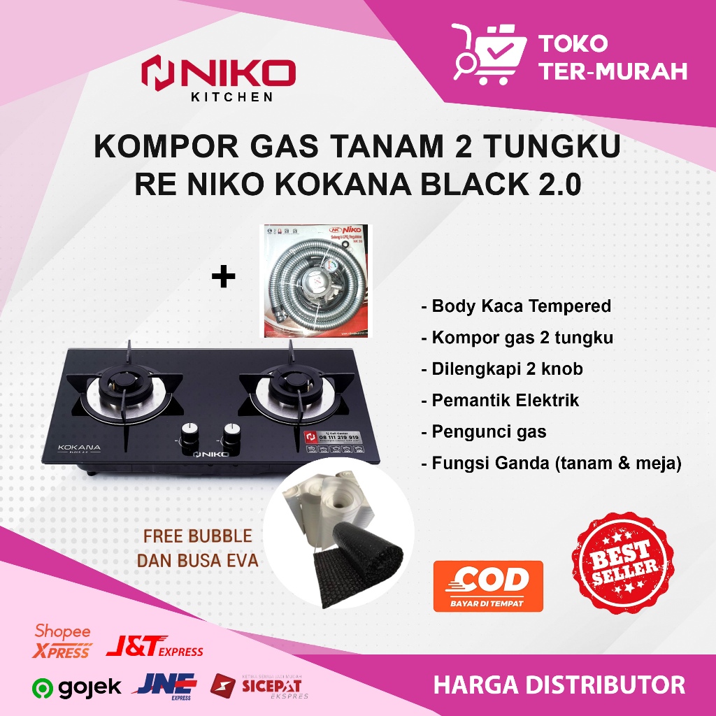 NIKO KOKANA BLACK 2.0 KOMPOR GAS TANAM 2 TUNGKU