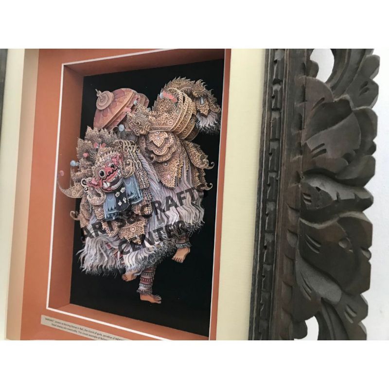 Frame Papertole 3D Barong Bali / frame kerajinan tangan seni papertole