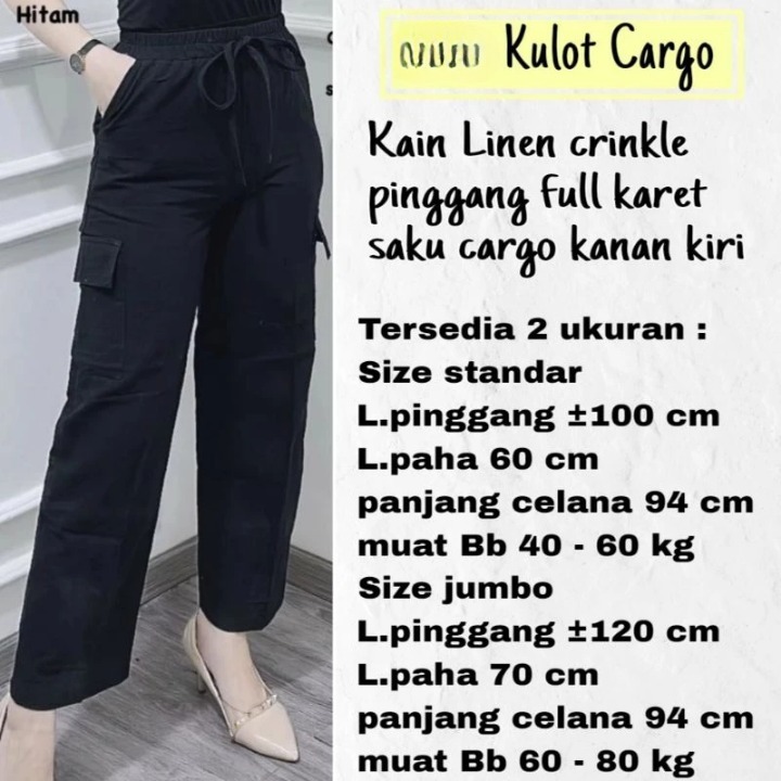 Celana Cargo Wanita Bagy Pants Terbaru Kain Chinos Premium Ukuran Standart Jumbo /Kulot Cargo Wanita