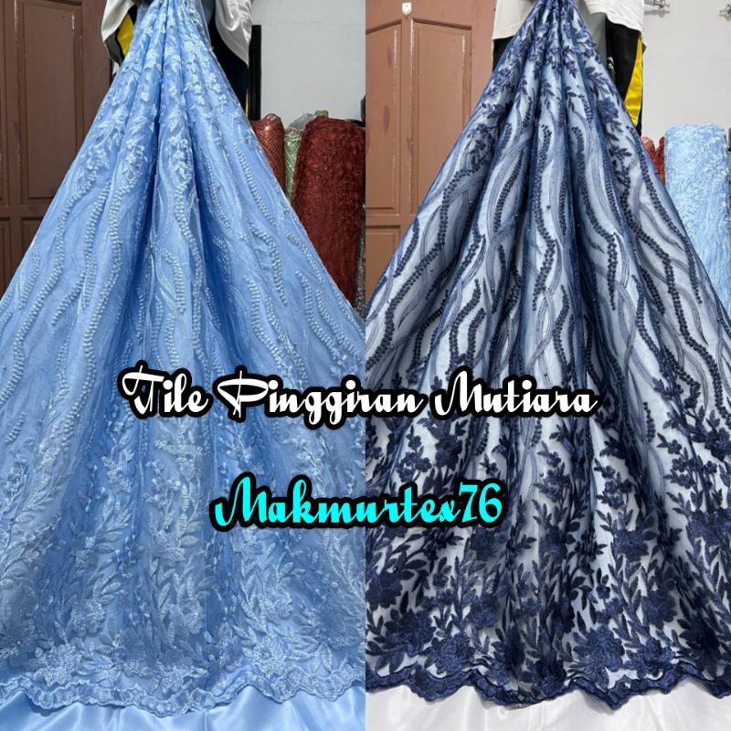 Kain Tile Akar Pinggiran Mutiara/Tile Akar Mutiara Tebal/Bahan Kebaya