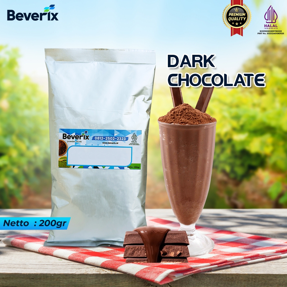 

Bubuk Es Nyoklat Rasa Dark Choco Premium Beverix Powder Drink Kemasan 200 gram