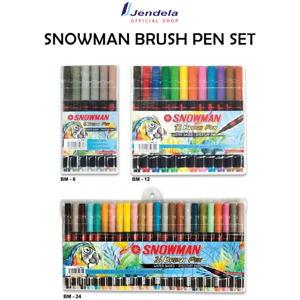 Spidol Snowman Brush Pen Dual Tip Isi 12 & 24 Colour Spidol Brush ATK