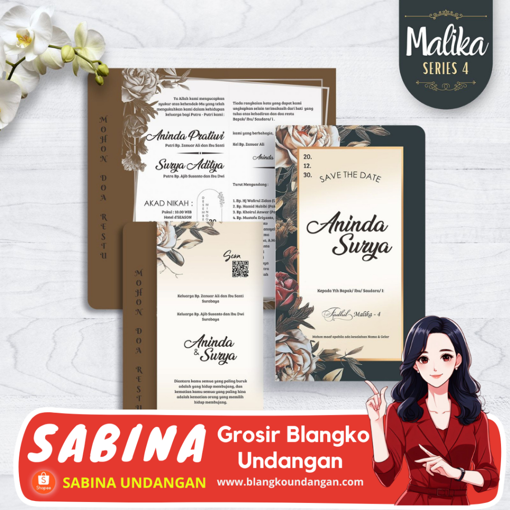 BLANGKO UNDANGAN PERNIKAHAN FADHIL MALIKA 4 | SABINA UNDANGAN | BLANGKO NIKAH | KERTAS UNDANGAN | KA