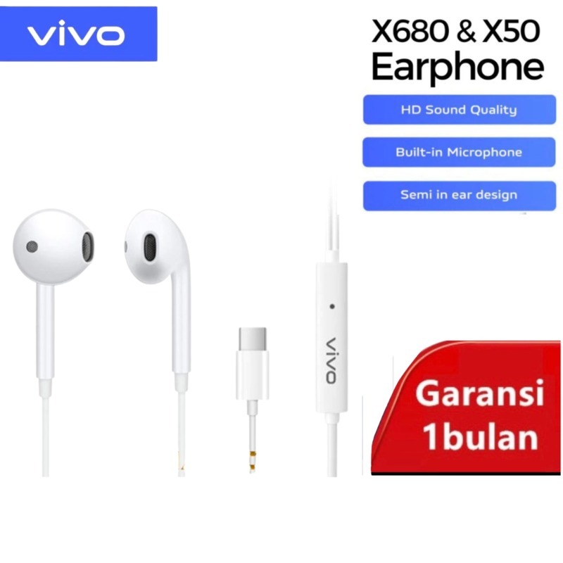 ( TYPE C ) HEADSET Vivo X50 / EARPHONE VIVO tipe c V29 5G , V29E  STEREO BASS TIPE C