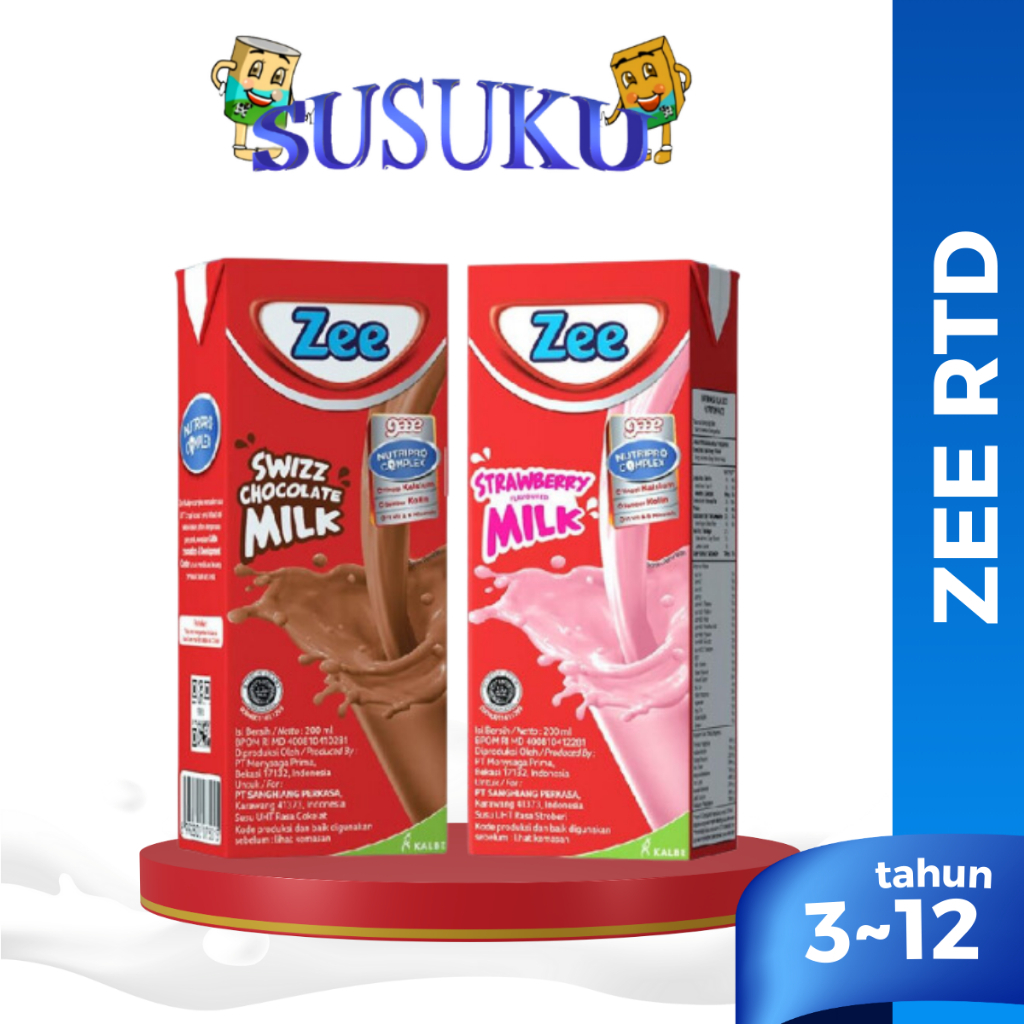 

Zee UHT Susu Cair Ready To Drink Rasa Cokelat/Strawberry 200ml