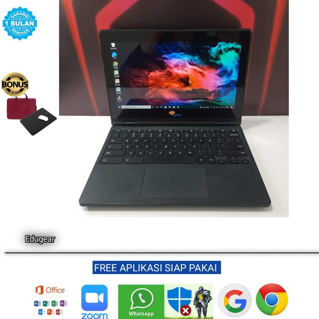 Laptop EduGear Touchscreen Flip Intel Celeron Ram 4GB SSD 32+128GB Win 10