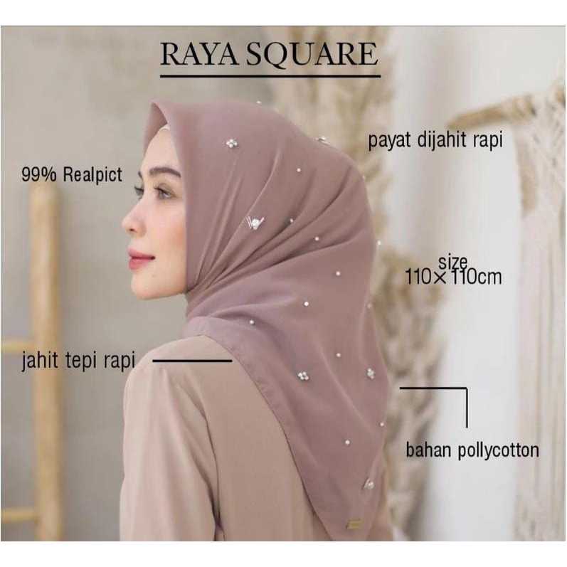 Hijab Segiempat Bella Raya Square Payet Swarovski Tabur Polycotton Premium