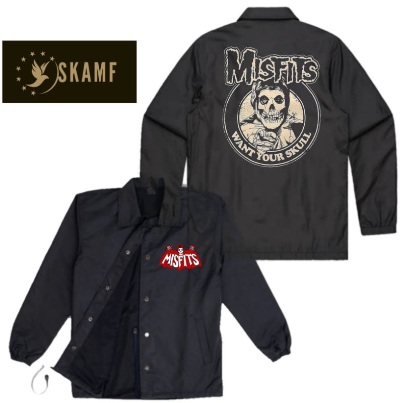 COACH JACKET | MISFITS | WINDBREAKERS HITAM | JACKET BAND METAL | JACKET PARASUT DISTRO | JACKET REA