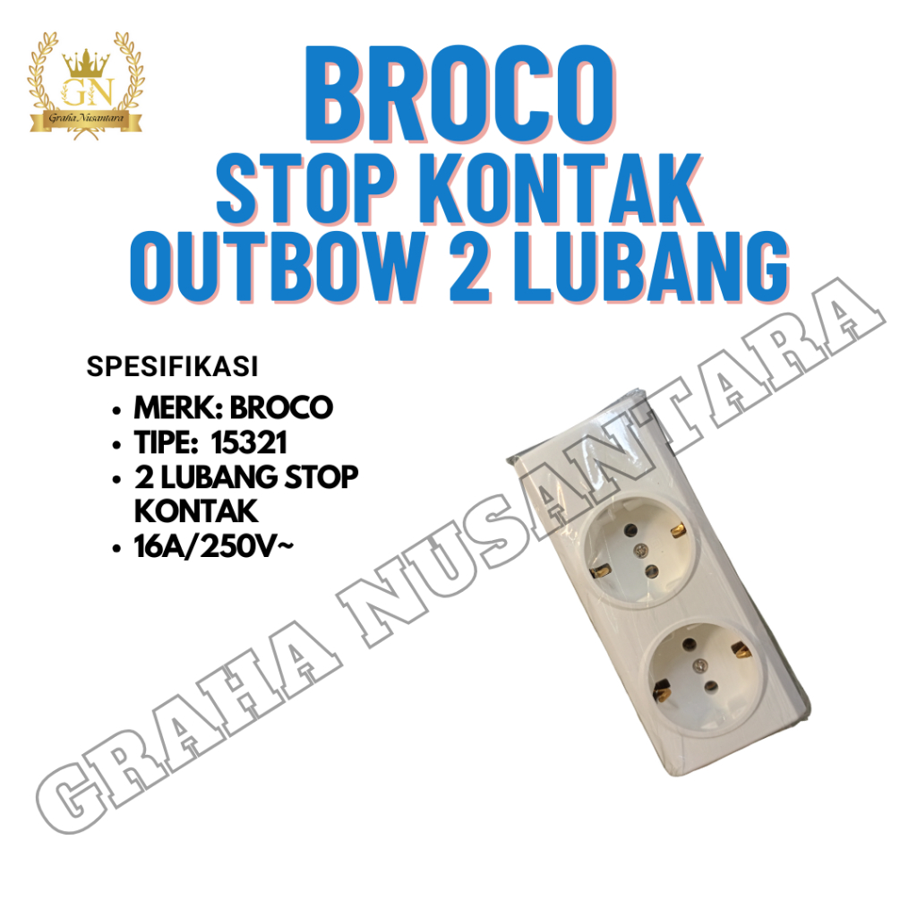 Stop Kontak Outbow Broco 2 Lubang/Stop Kontak Broco 2 Lubang White