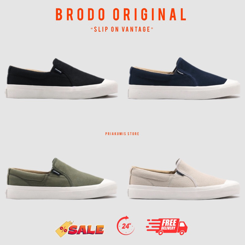Brodo - Sepatu Vantage V.2 Slip On Casual Unisex Wanita Pria Original 100%