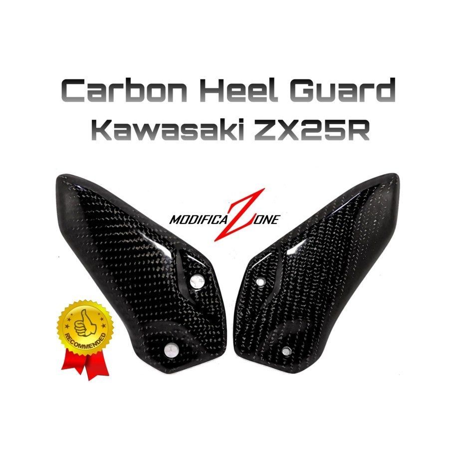 CarbonStar : Carbon Heel Guard Footstep Depan Kawasaki ZX25R Modificazone Aksesoris Custom karbon Or