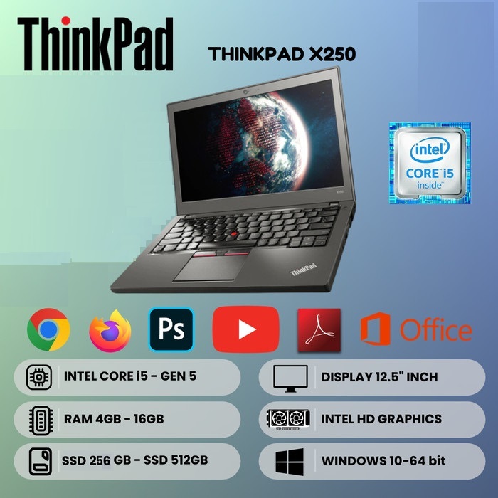 Lenovo Thinkpad X250 Core i5 Gen 5 RAM 8GB/512GB Ultrabook - MULUS // FREE MOUSE & TAS