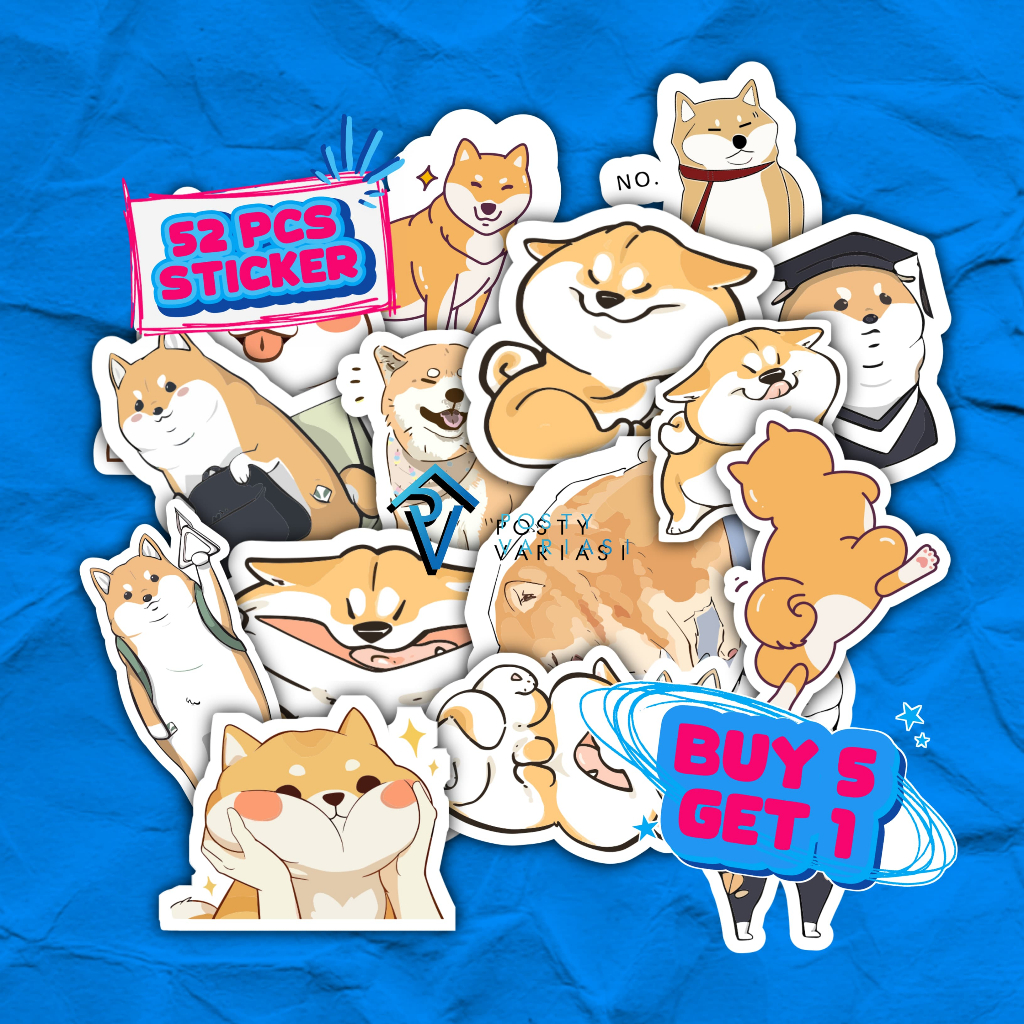 

50 Pcs Sticker Pack Shiba Inu Lucu Stiker Cute Hewan Untuk Laptop Tumbler Hp Notebook Anti Air