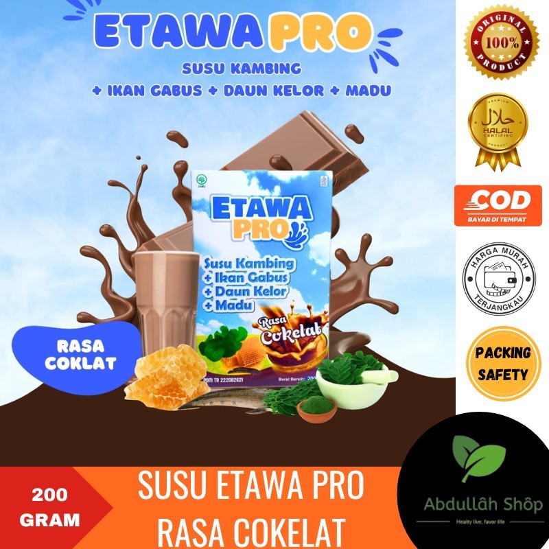 

Susu Etawa ETAWAPRO Rasa Cokelat | Susu Kambing Ikan Gabus Daun Kelor dan Madu Original