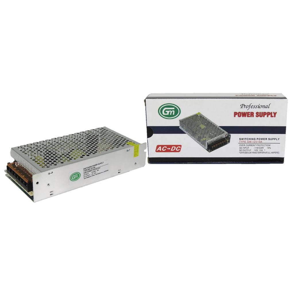 Power supply jaring adaptor DC 12V 10A GM ampere murni