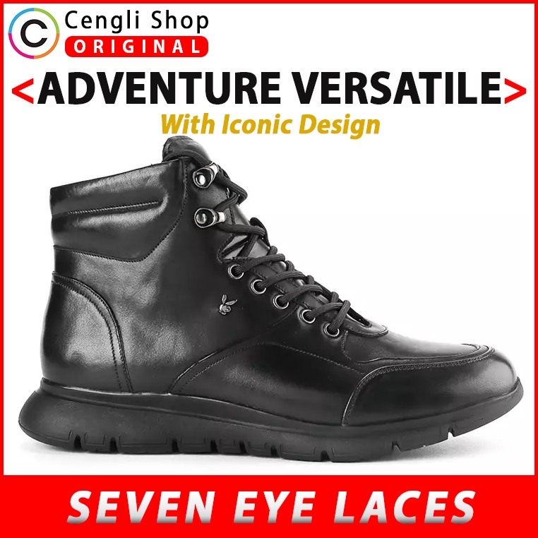 PL19 SEPATU PRIA BOOT PLAYBOY ORIGINAL BOOTS CASUAL KULIT ASLI ORI HITAM