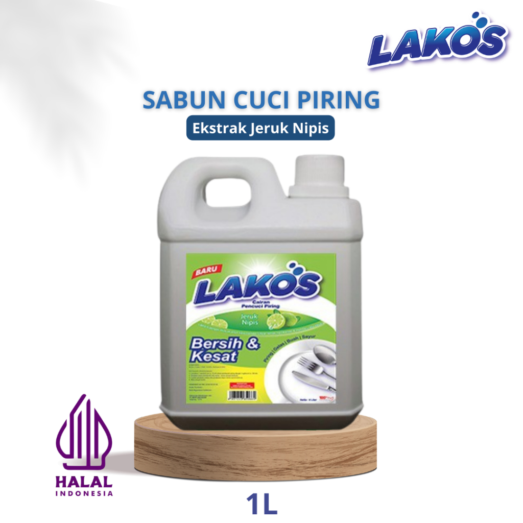 LAKOS Sabun Cuci Piring Cair Aroma Jeruk Nipis / Lemon Jerigen 1 Liter Ltr