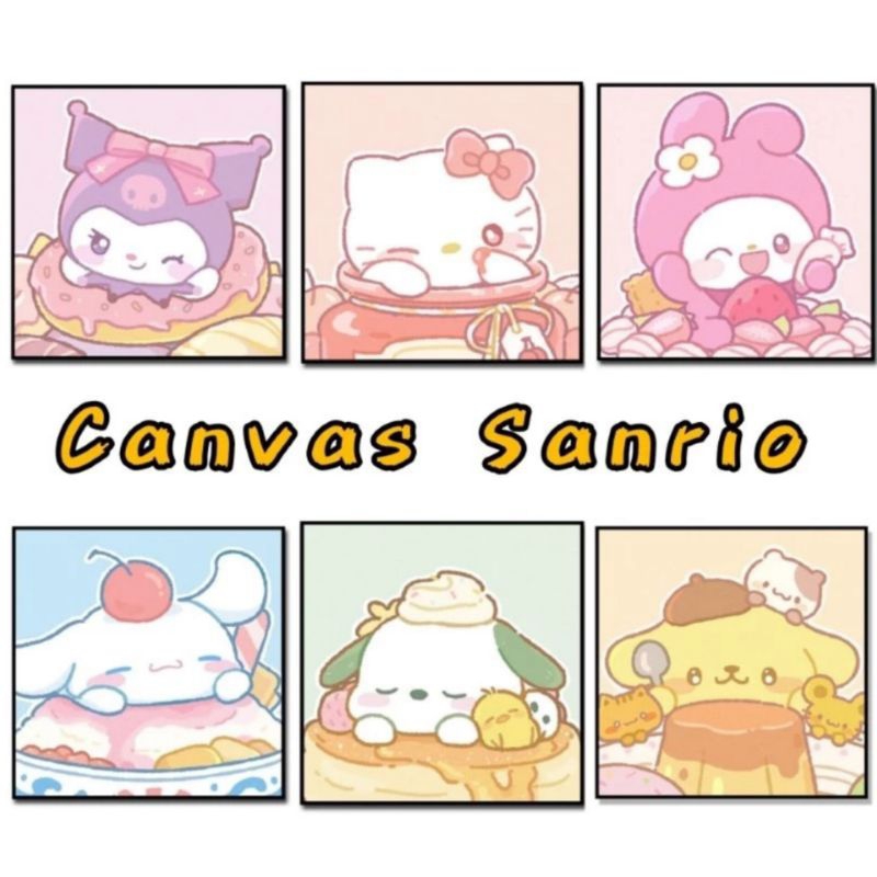 

CANVAS PAINTING SANRIO - PAINT BY NUMBER SANRIO KUROMI MELODY CINNAMOROLL POMPOMPURIN - MEWARNAI CANVAS
