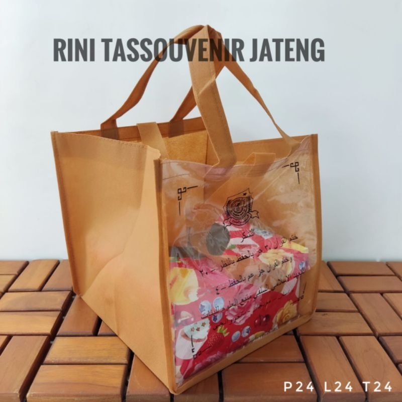 

Tas Hajatan Mika bening mix kain Spunbond Tas Hajatan Mika sablon Tas sembako