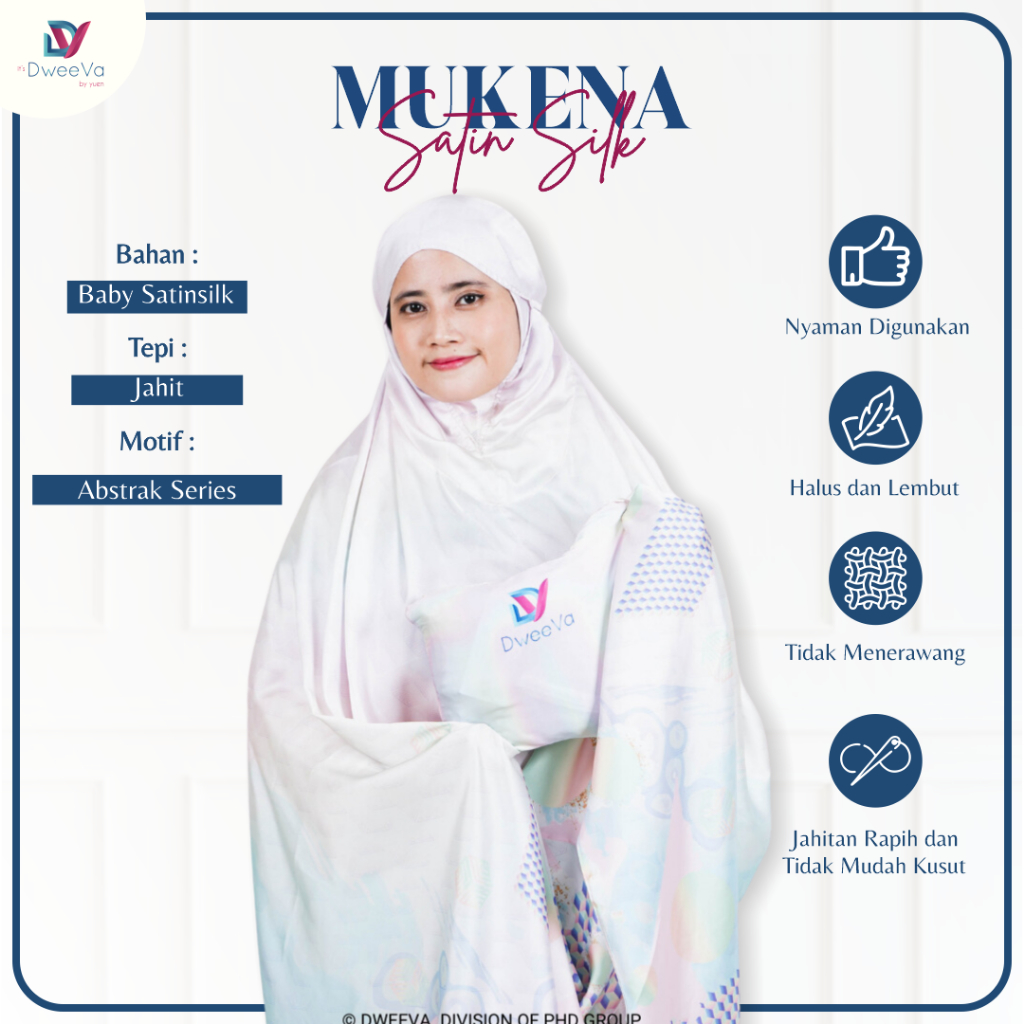 Dweeva Mukena Dewasa Satin Silk Abstrak Series Mukena Travelling Motif