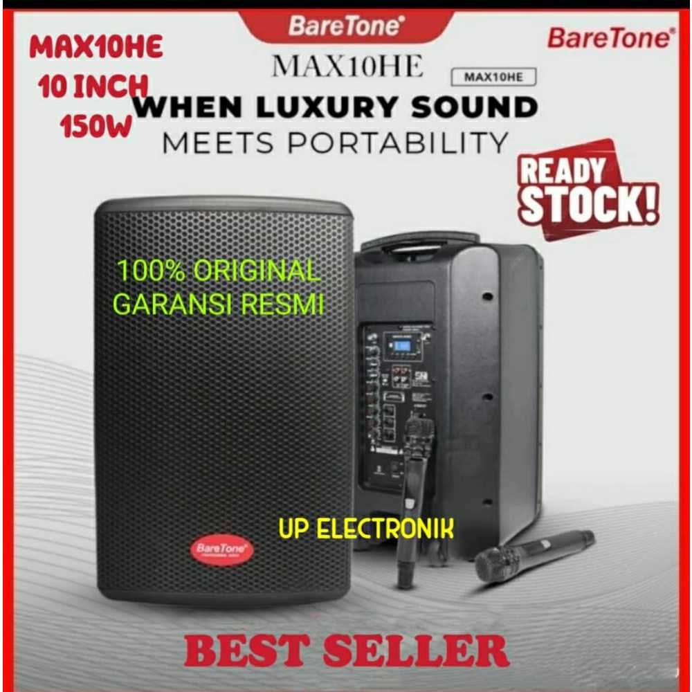 Speaker Portable Baretone MAX10HE 150 Watt Bluethooth - Tws Original