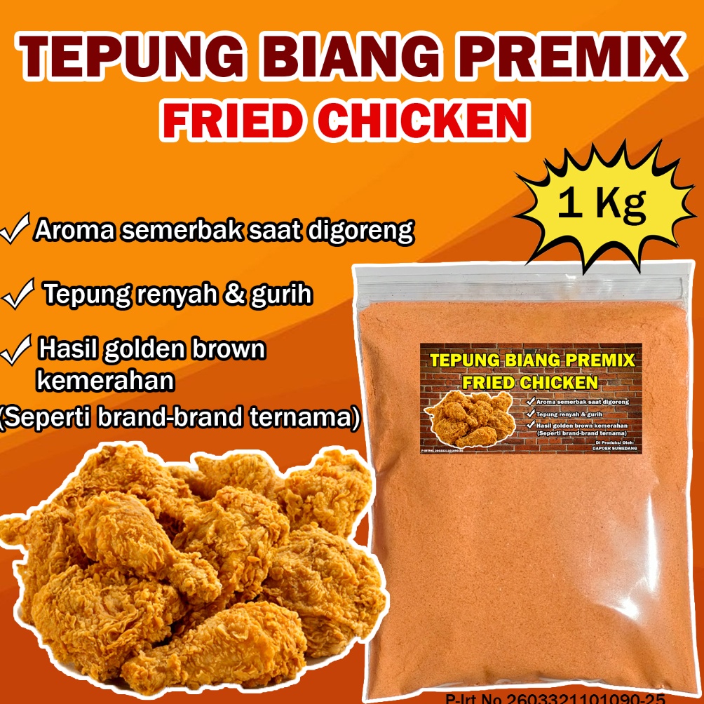 

Dijual TEPUNG BIANG FRIED CHICKEN/BUMBU INTI PREMIX AYAM GORENG/MARINASI 1KG dswgb