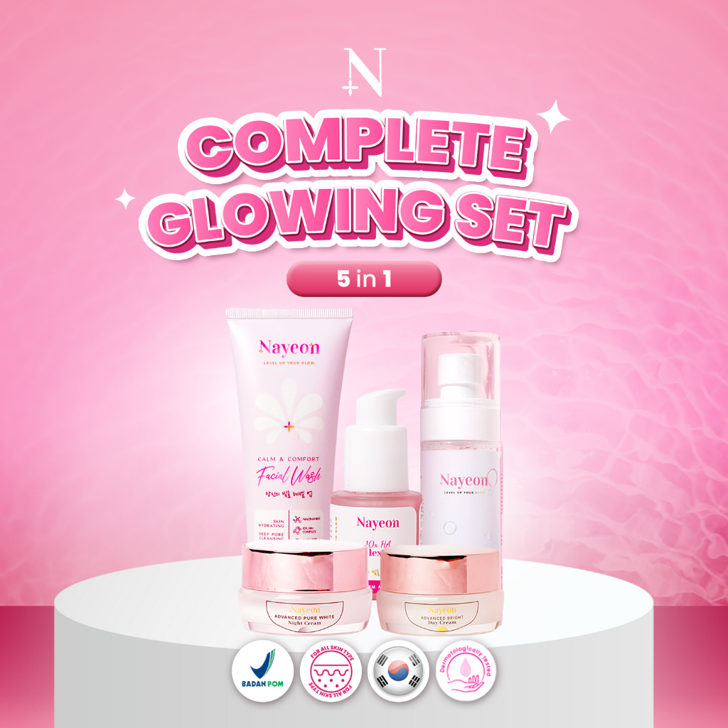 NAYEON SKINCARE 5pcs Paket Skincare Facial Wash Gentle + Brightening Serum + Facial Mist Toner + Day