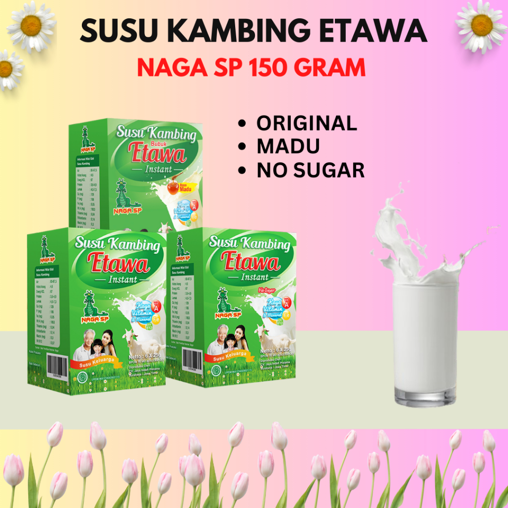 

Susu Kambing Etawa Bubuk Naga SP 150g Menjaga Kesehatan Tubuh Kita BH27