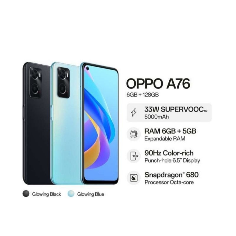 Hp Oppo A76 6/128 GB - ( Oppo A 76 6GB + 128GB ) Garansi Resmi