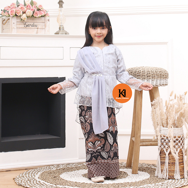 Kebaya Burkat Anak | Kebaya Anak Perempuan Modern | Set Kebaya Anak TK SD | Setelan Kebaya Kutubaru 